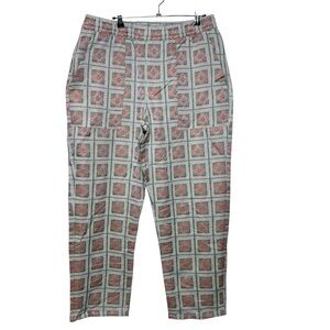 Pleasures Slippy Easy Pants Men XL Cream Floral Tapestry Pull On Hype Streetwear
